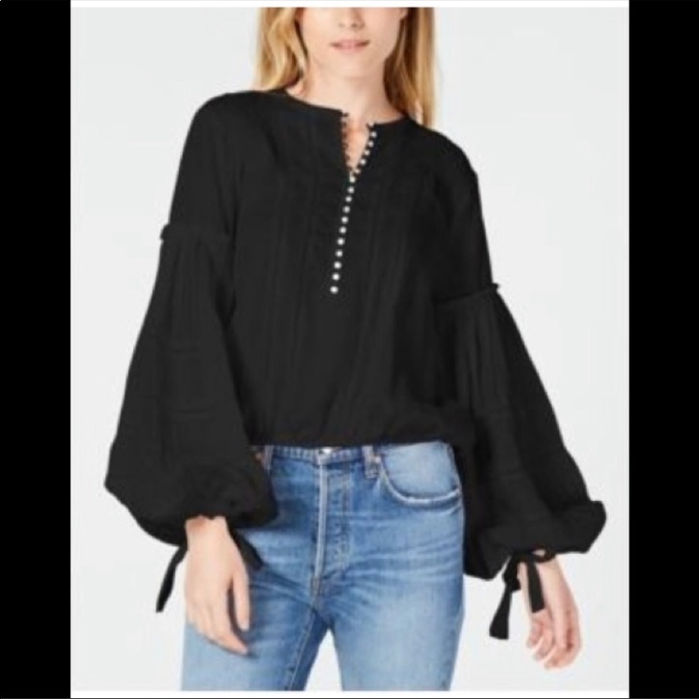 Free People NWT Cotton embroidered bell sleeve top